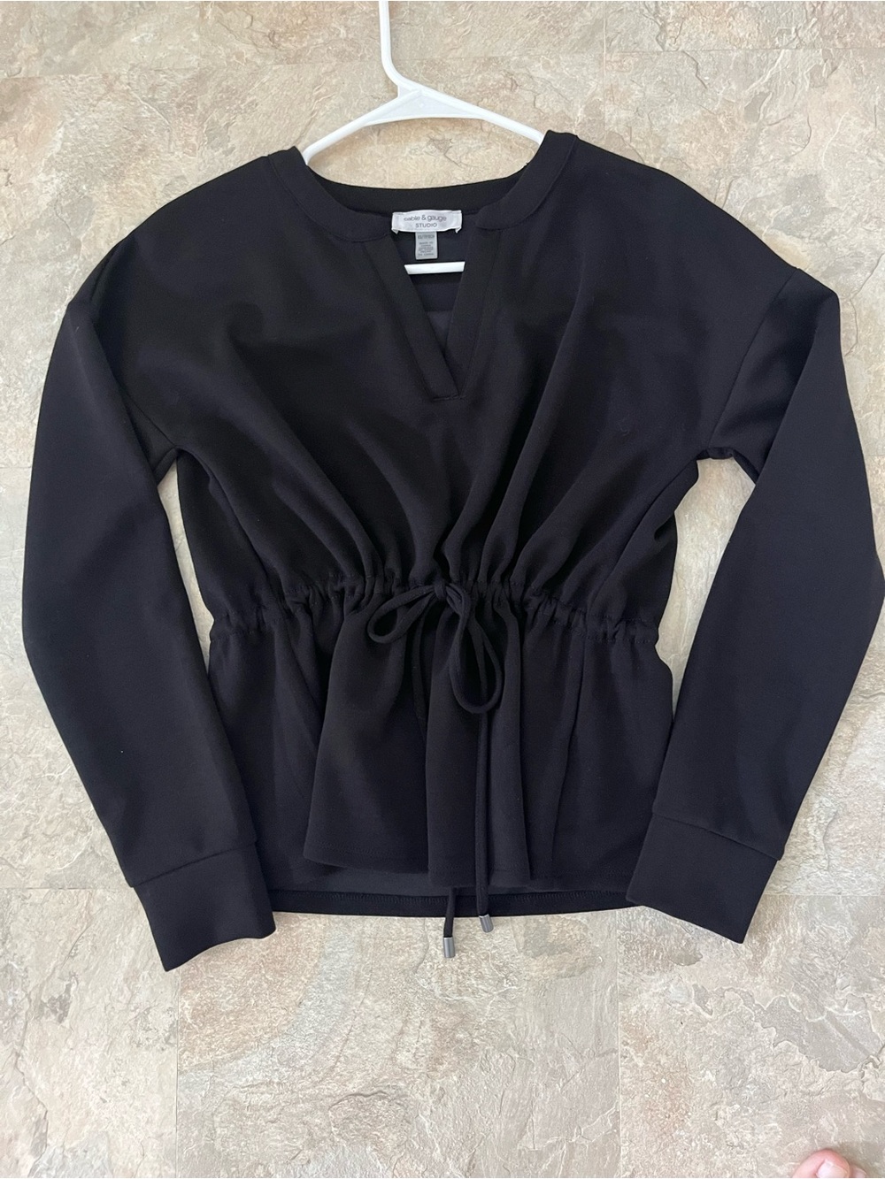 Cable & Gauge Black Drawstring Waist Pullover Size XS - Picture 2 of 13